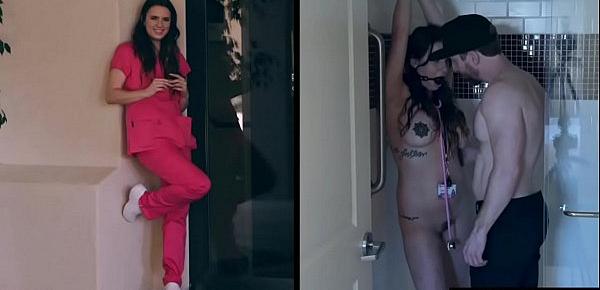 Busty nurse banged hard in the ass